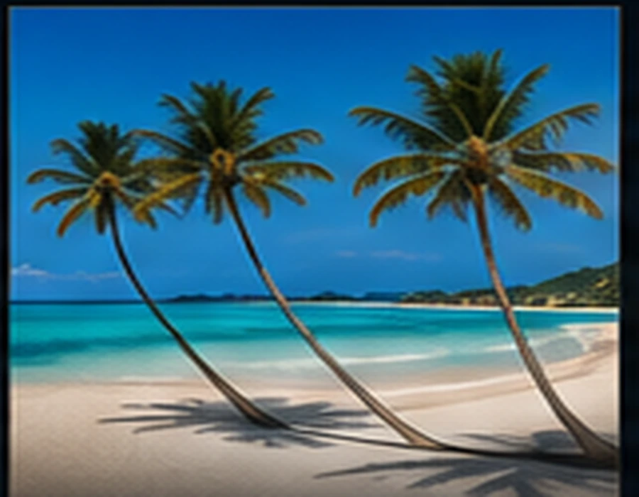Praia de palmeiras nas Caraíbas
